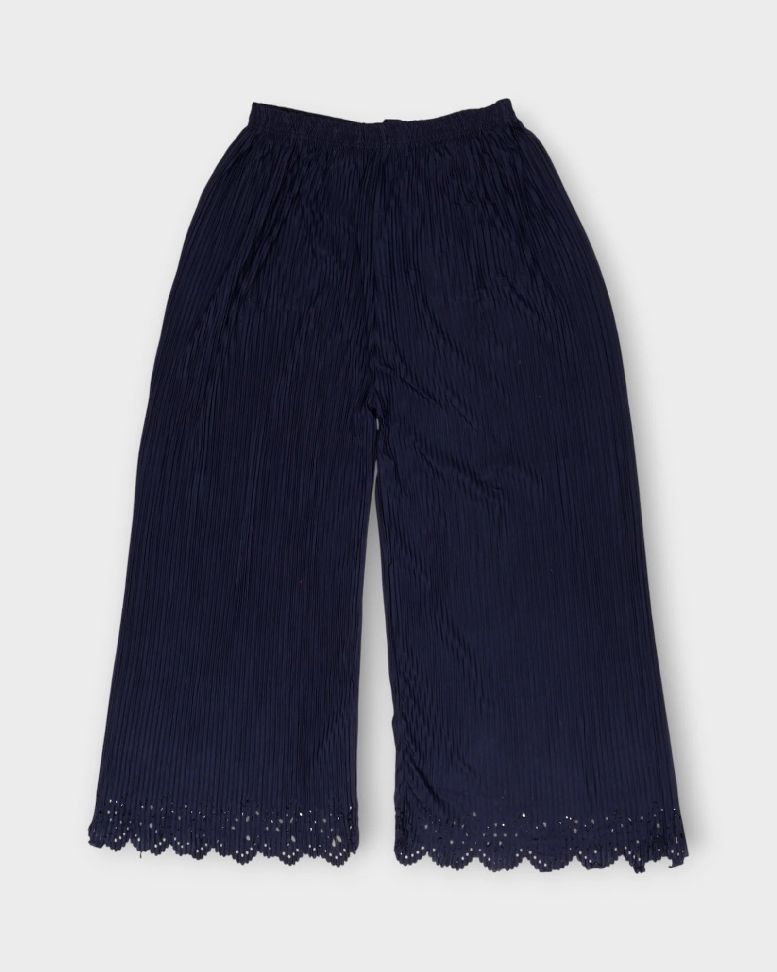 Navy Blue Cotton Flared Palazzo Pants