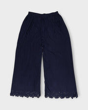 Navy Blue Cotton Flared Palazzo Pants