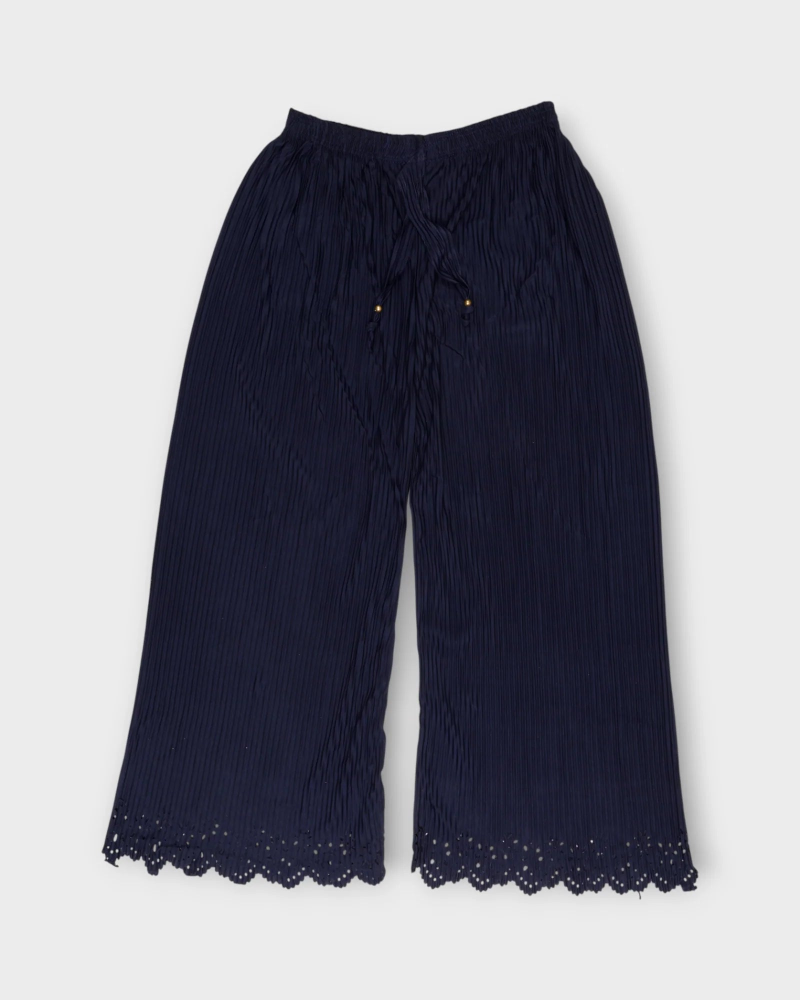 Navy Blue Cotton Flared Palazzo Pants