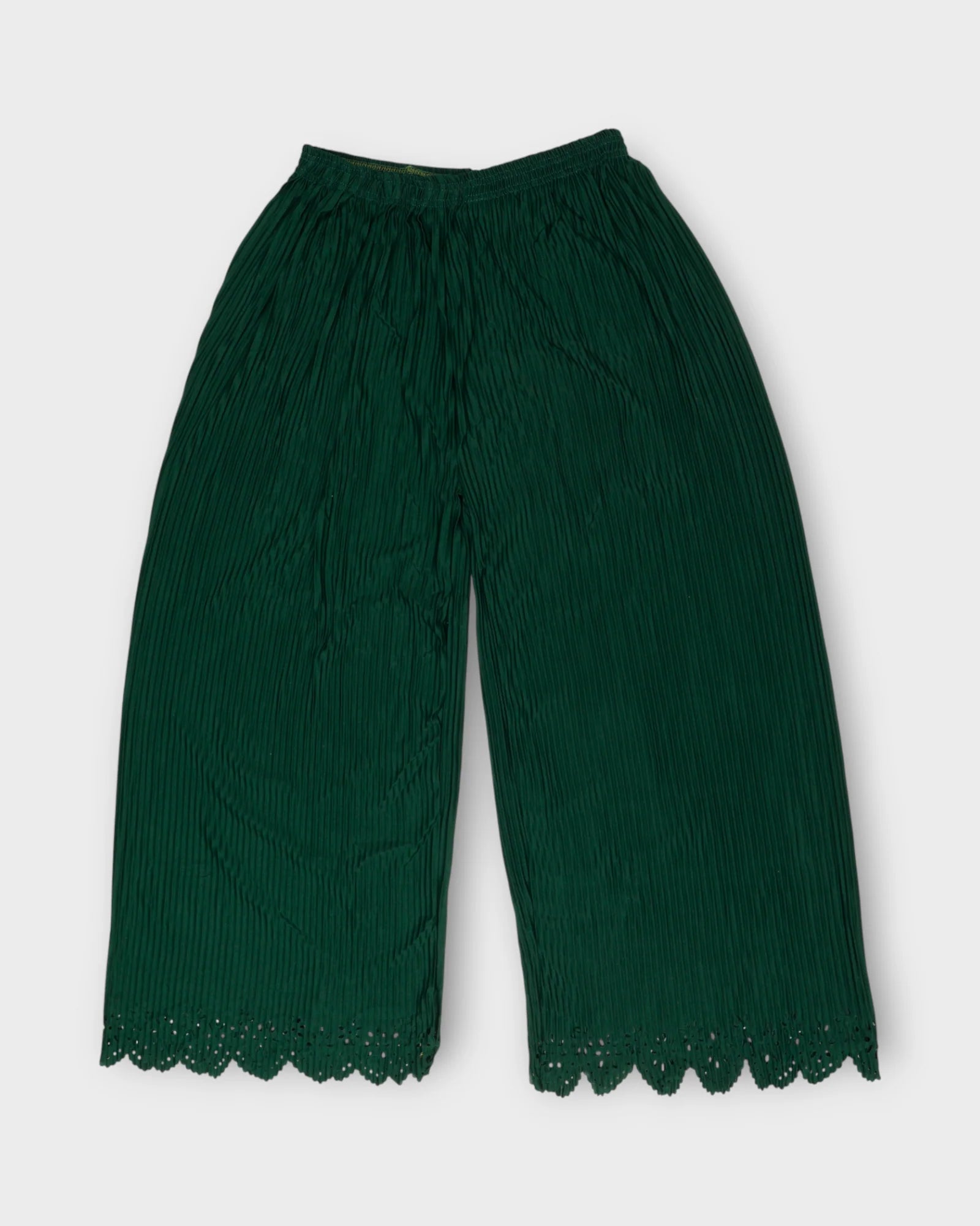 Bottle Green Cotton Flared Palazzo Pants