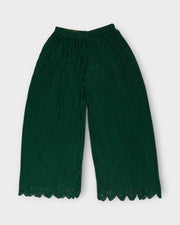 Bottle Green Cotton Flared Palazzo Pants