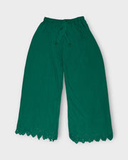 Rama Green Cotton Flared Palazzo Pants