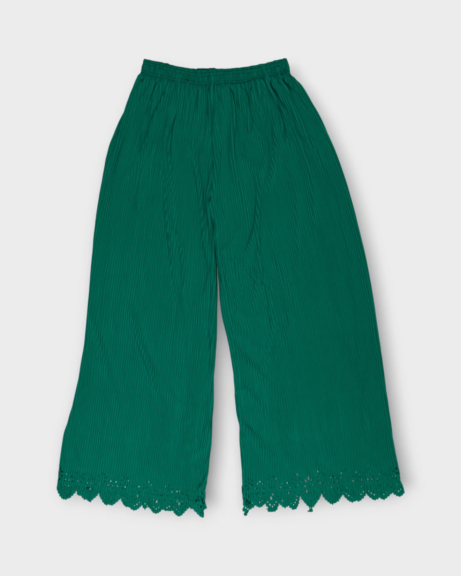 Rama Green Cotton Flared Palazzo Pants