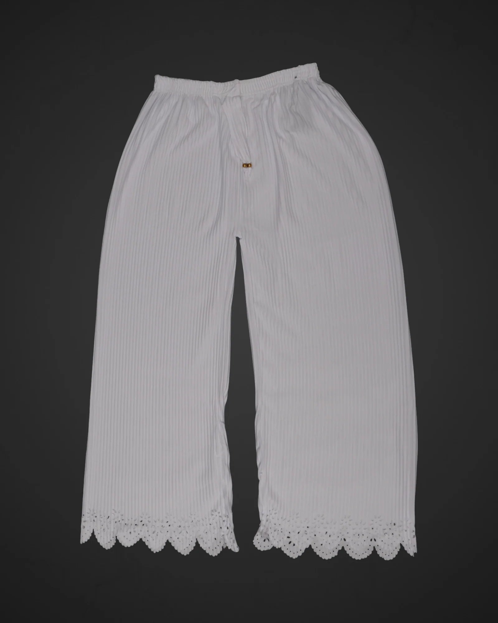 White Cotton Flared Palazzo Pants