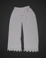 White Cotton Flared Palazzo Pants