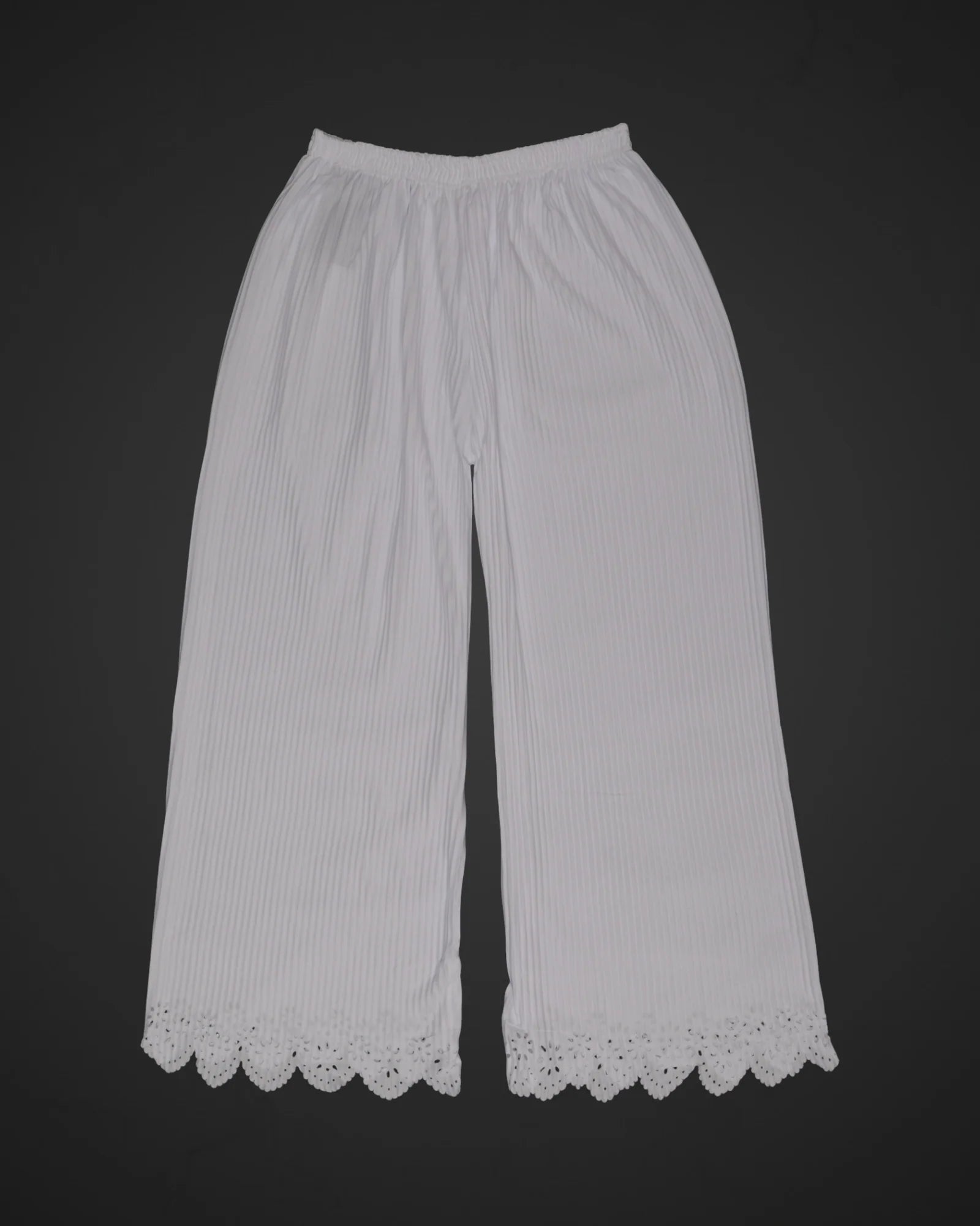 White Cotton Flared Palazzo Pants