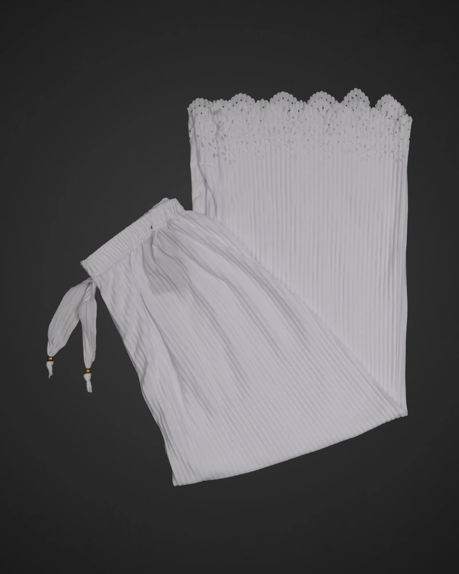 White Cotton Flared Palazzo Pants