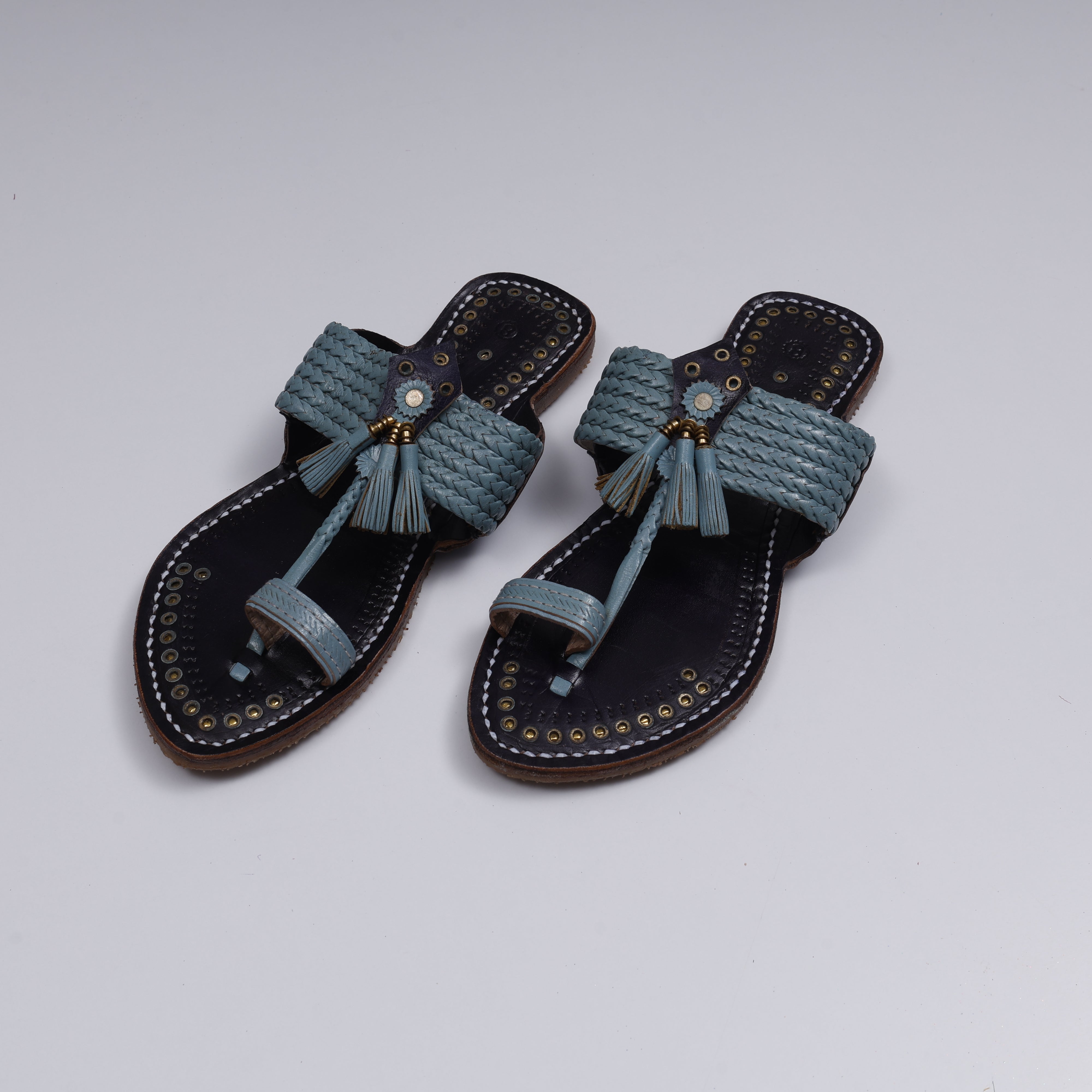 Heritage Gray Two Tone Kolhapuri Sandals
