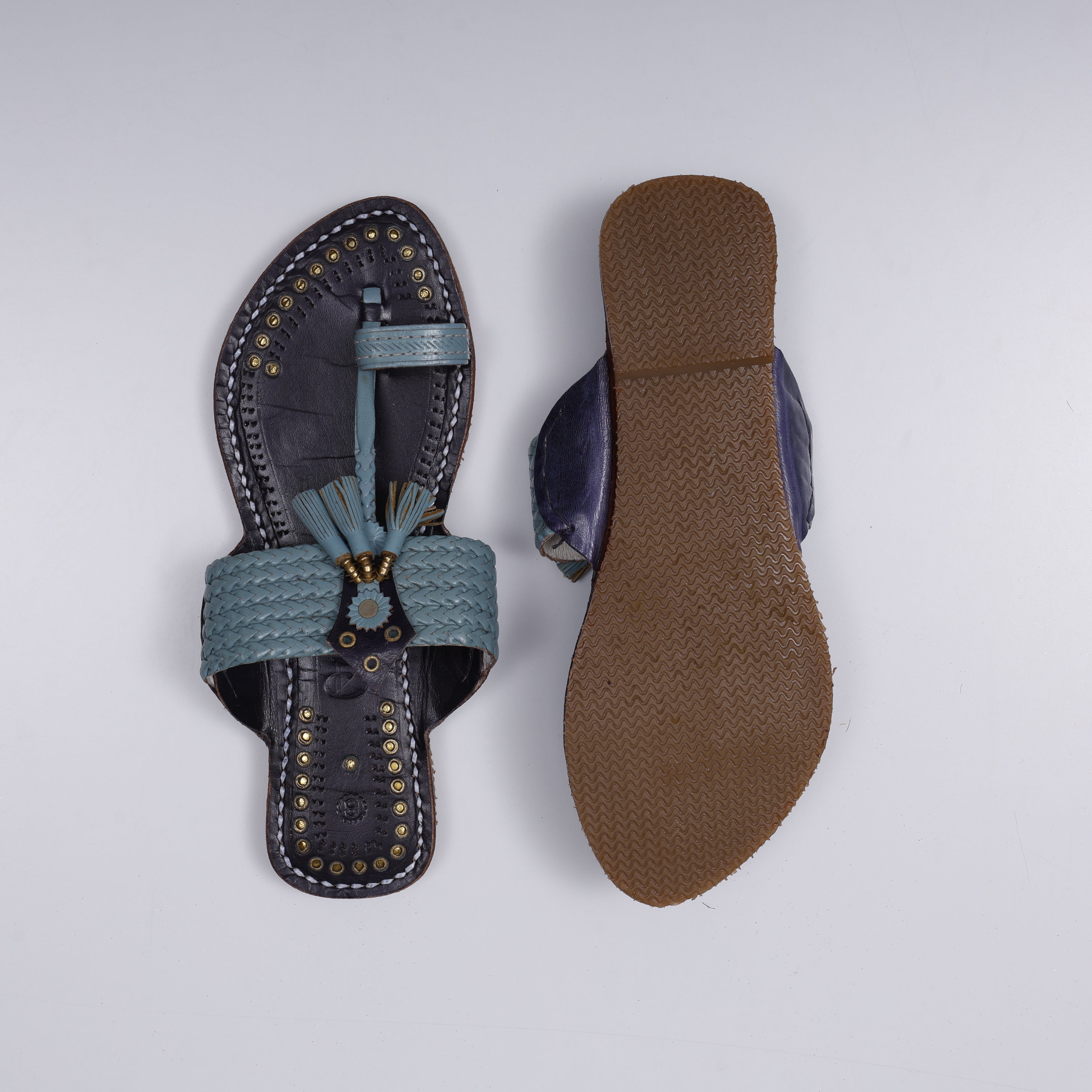 Heritage Gray Two Tone Kolhapuri Sandals