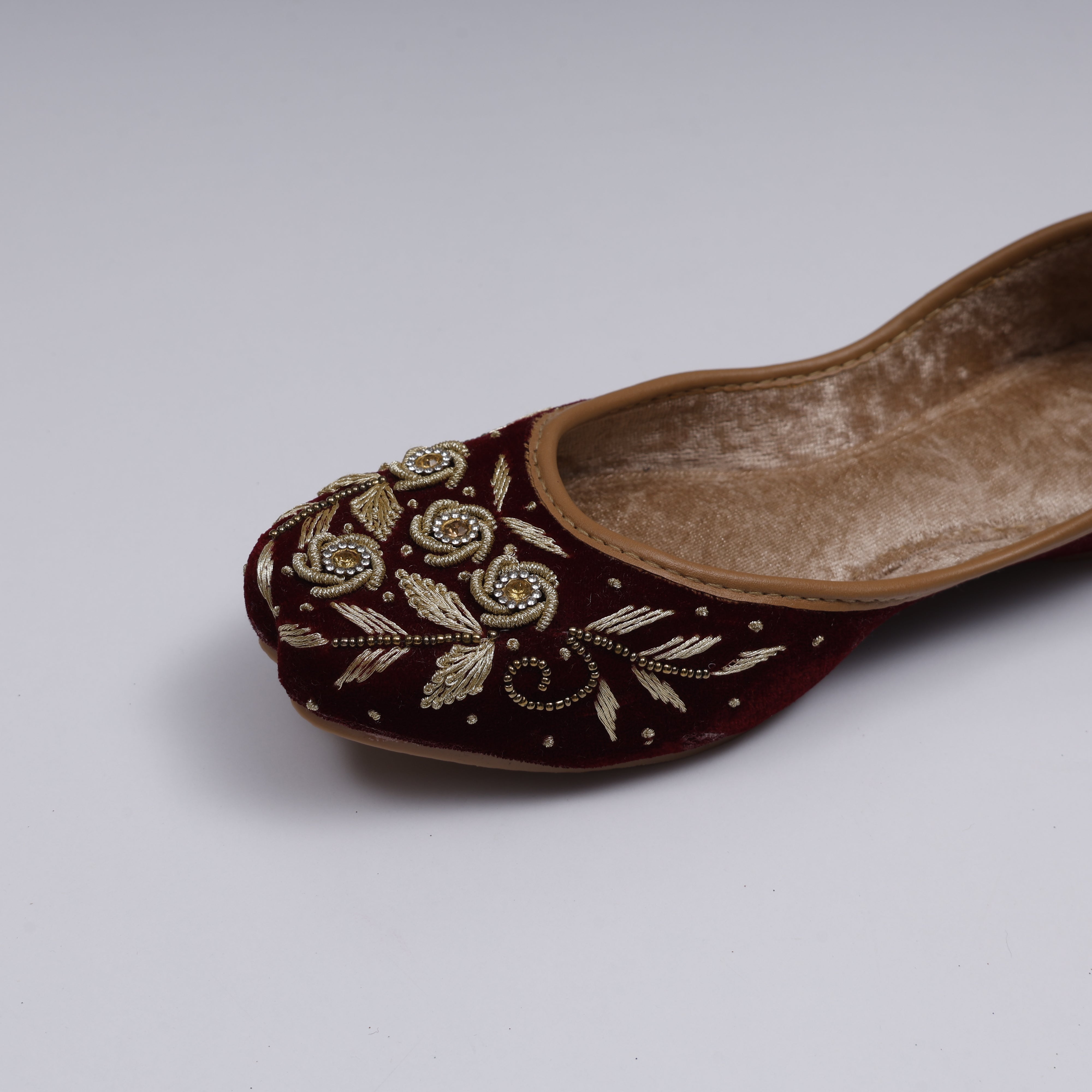 Velvet Maroon Artisan Ethnic Jutti