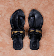 Black Handcrafted Leather Kolhapuri Sandals