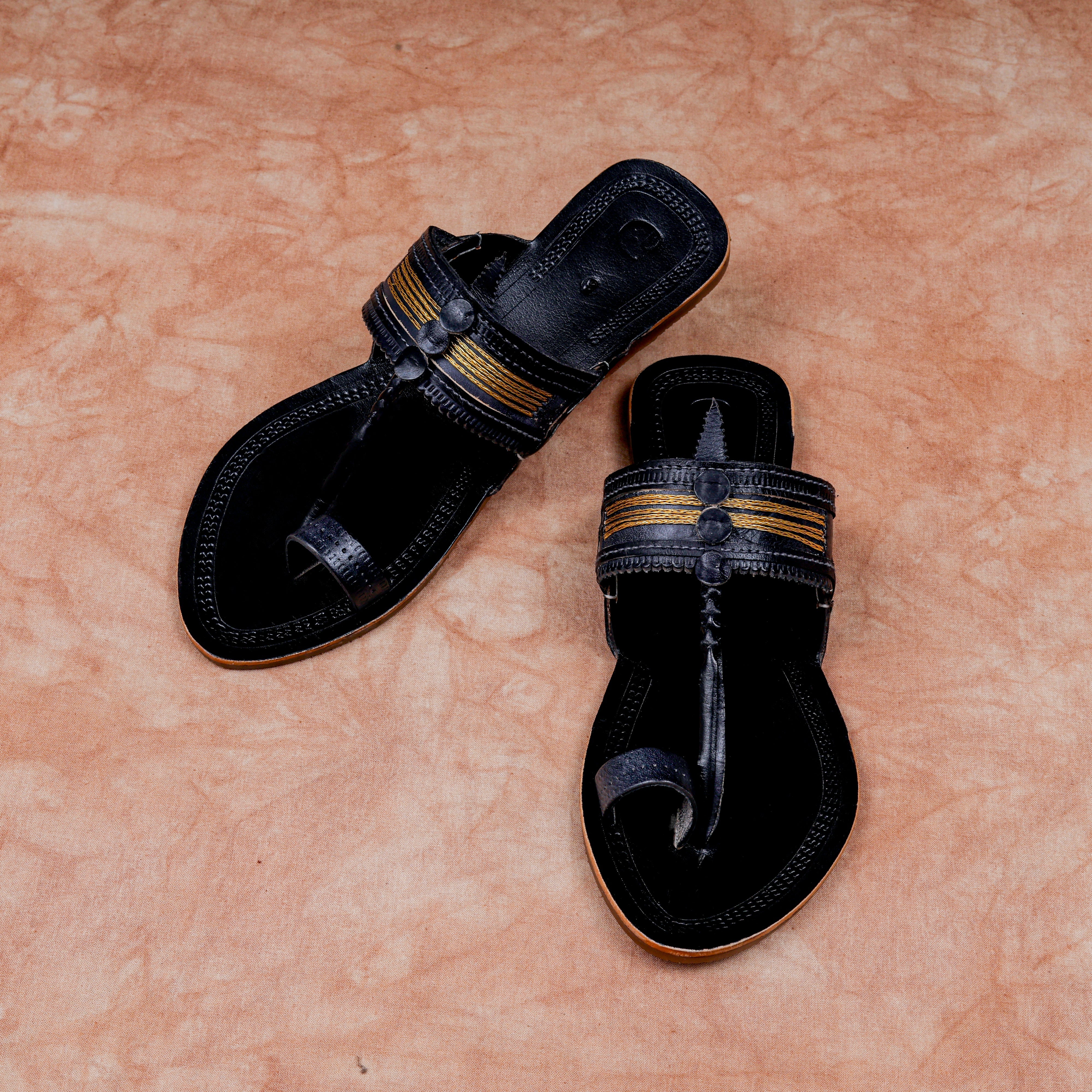 Black Handcrafted Leather Kolhapuri Sandals