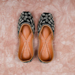 Velvet Closed Toe Jutti In Bottle Green