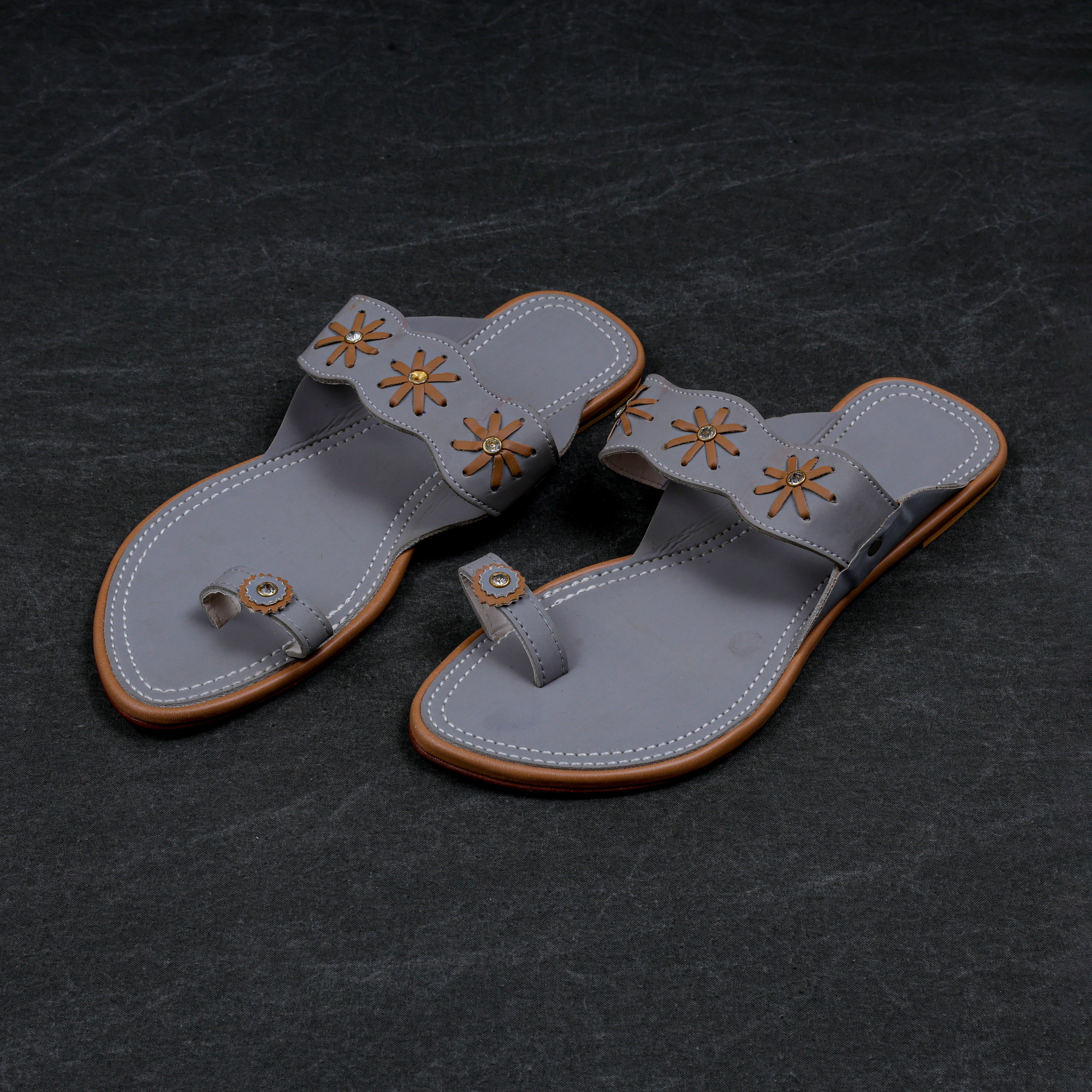 Grey Velvet Pointed Mule Flats