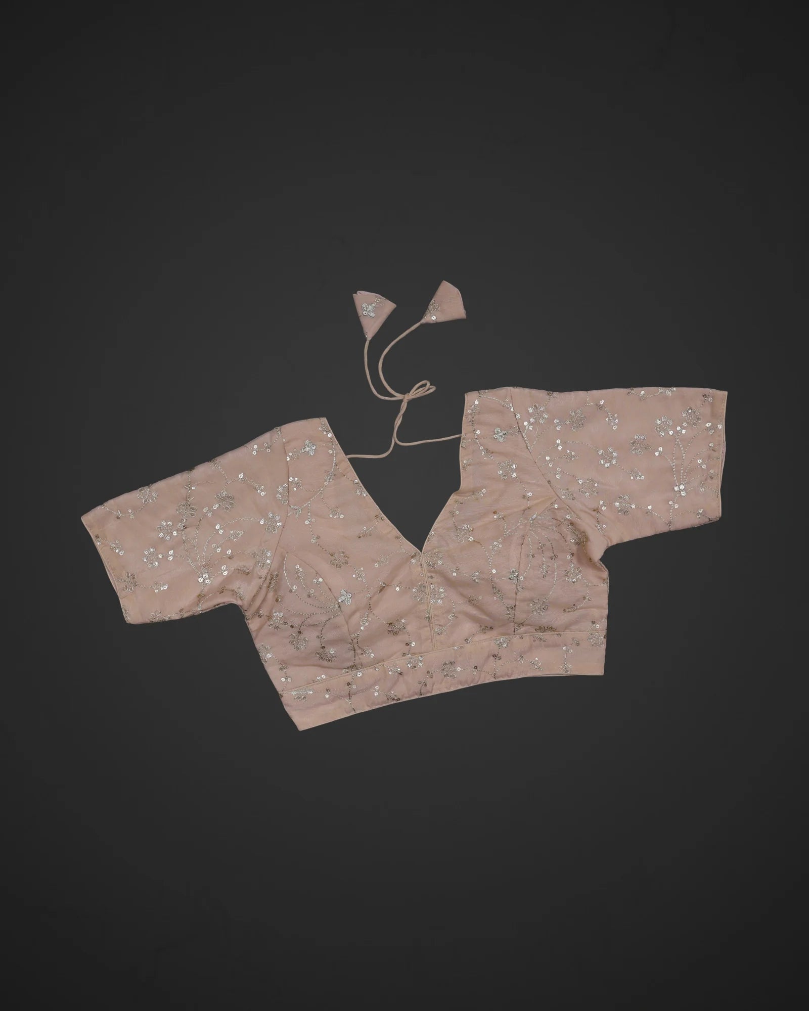 Silk V Neck Fitted Sleeve Readymade Blouse