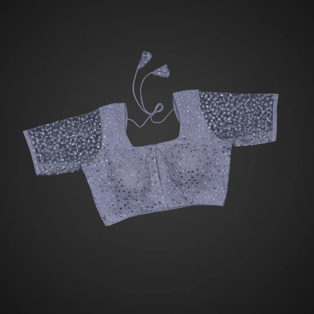 Embroidered Net Deep Back Readymade Blouse