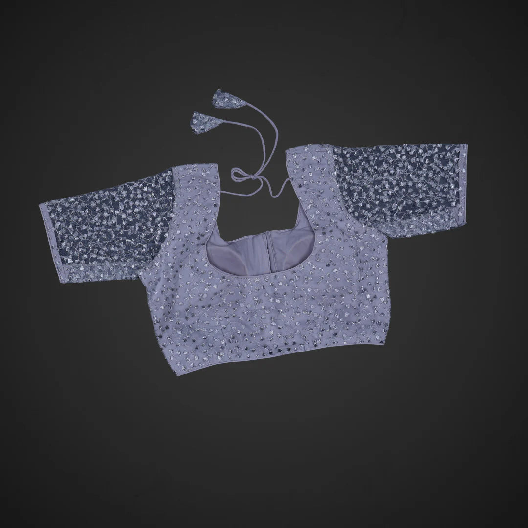 Embroidered Net Deep Back Readymade Blouse