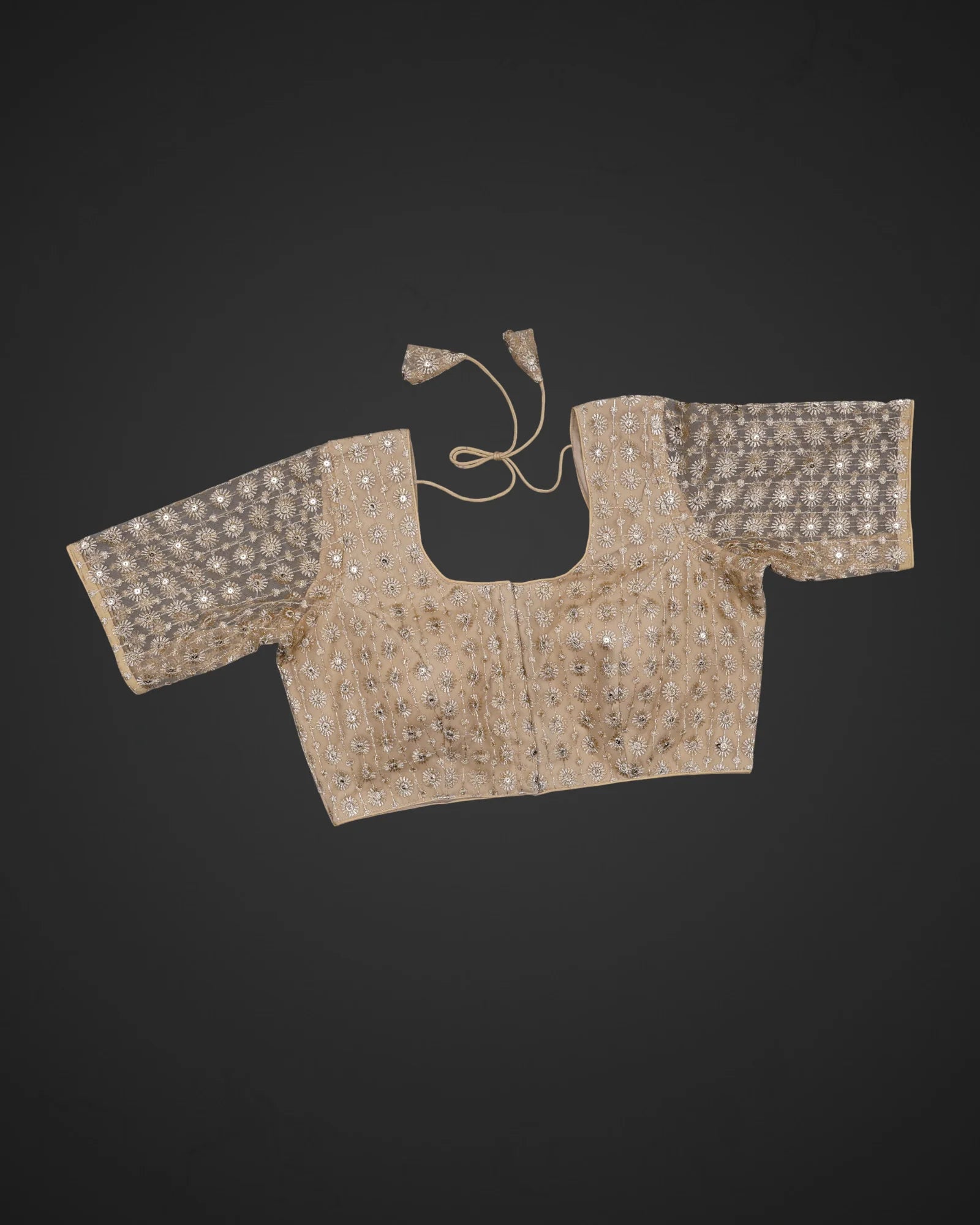 Embroidered Net Deep Back Readymade Blouse