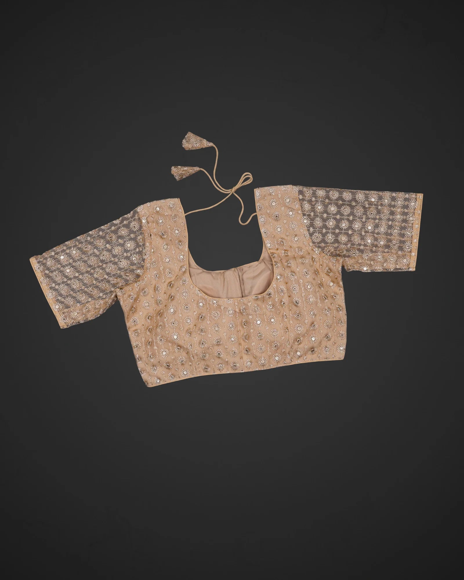 Embroidered Net Deep Back Readymade Blouse