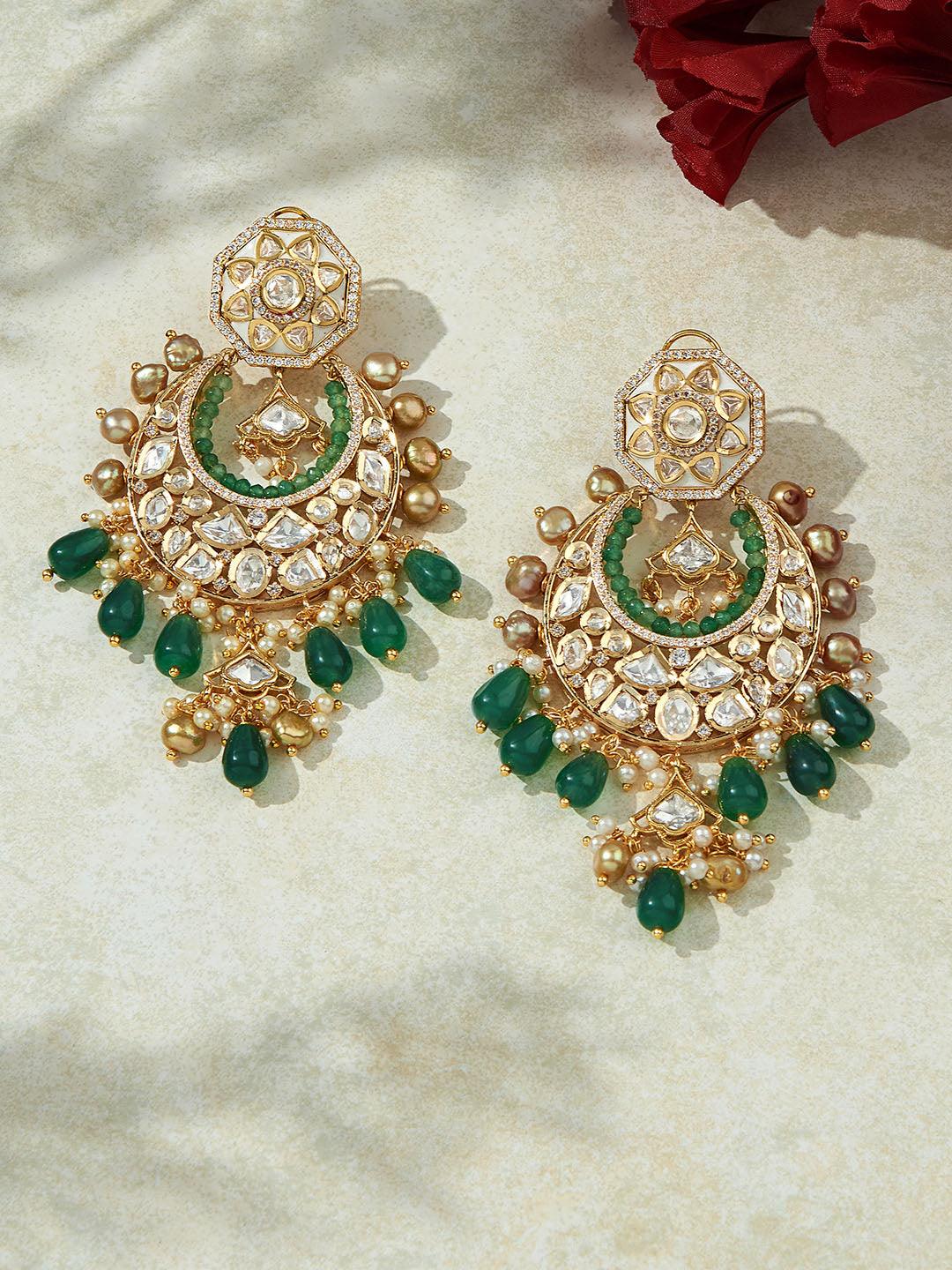 Vintage Charm Kundan Polki Chandbali - Dyulokha