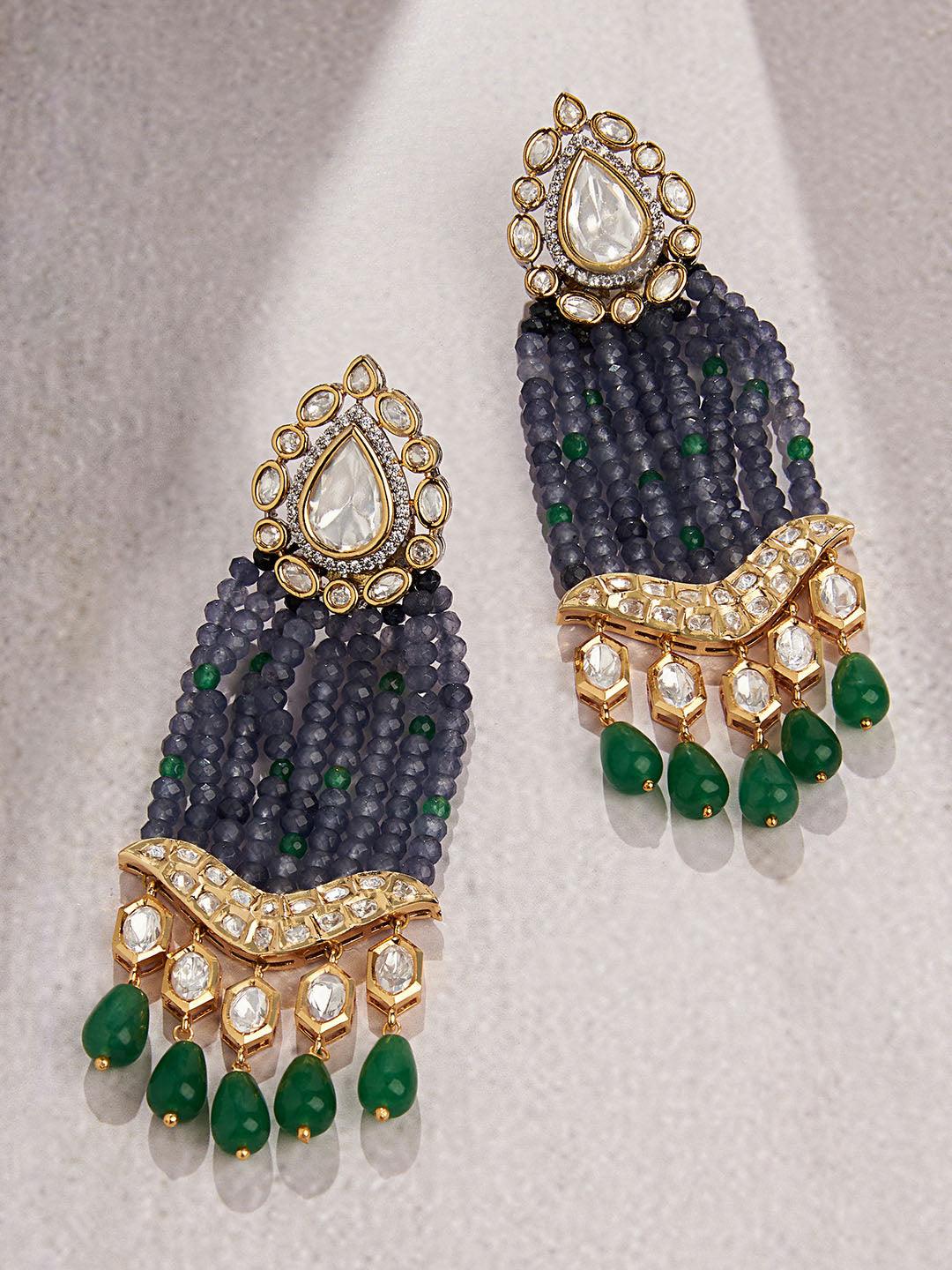 Sapphire Bliss Gold Tone Earring - Dyulokha