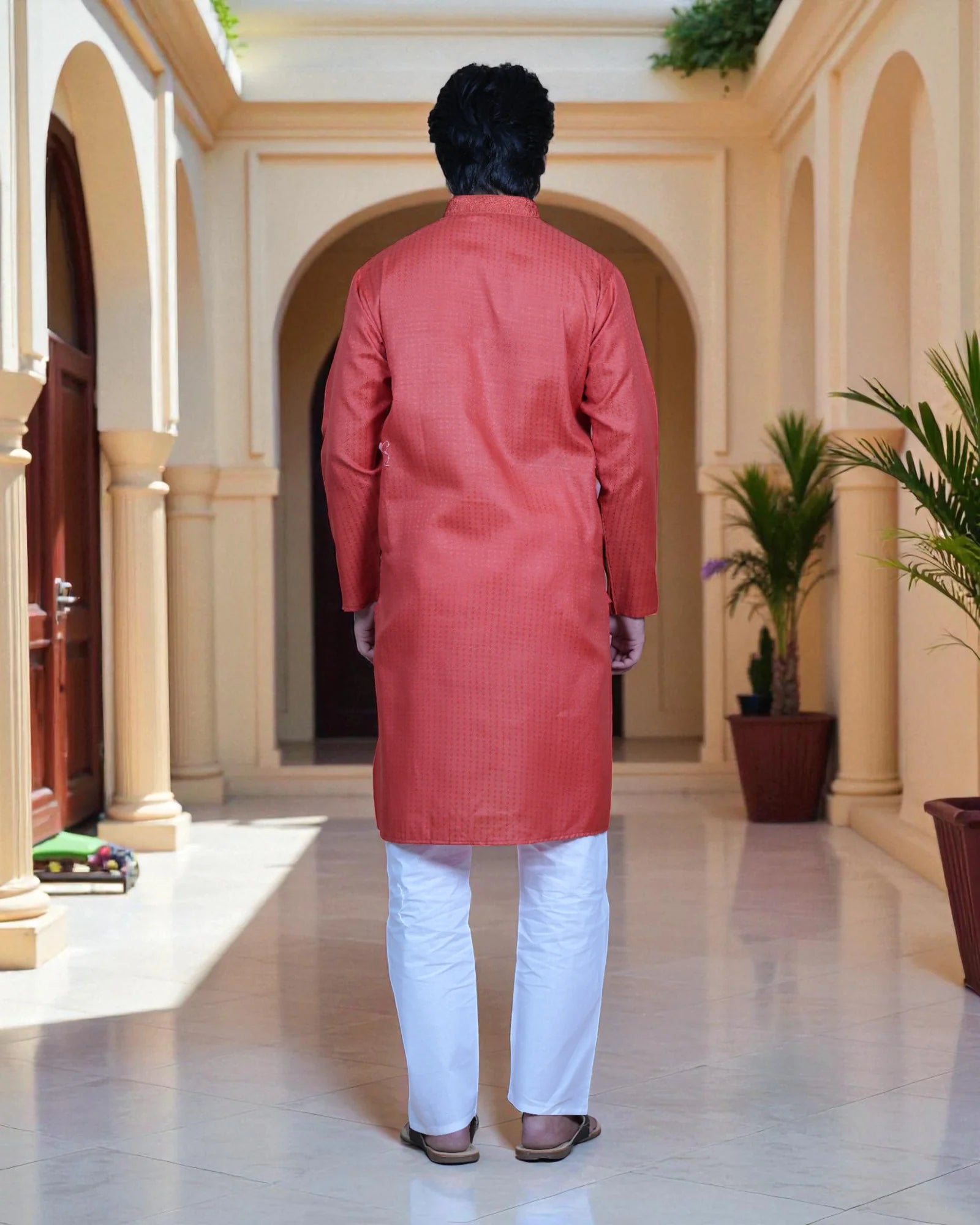 Textured Cotton Blend Kurta Pajama