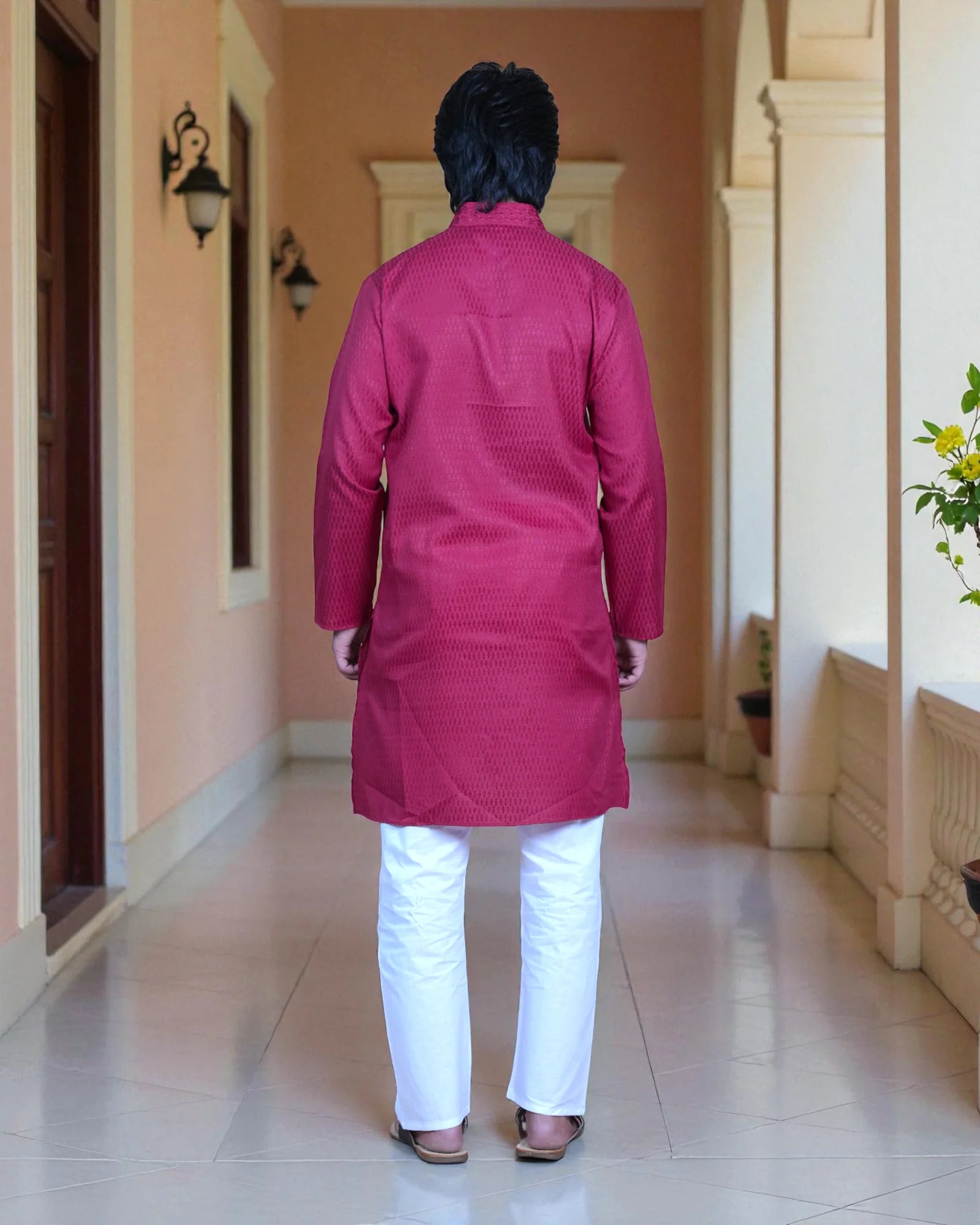 Textured Jacquard Cotton Kurta Pajama Set
