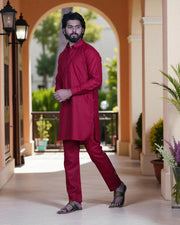 Off-White Cotton Embroidered Kurta Pajama Set