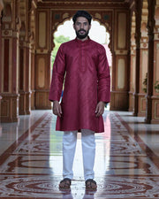 Jacquard Weave Cotton Kurta Pajama Set