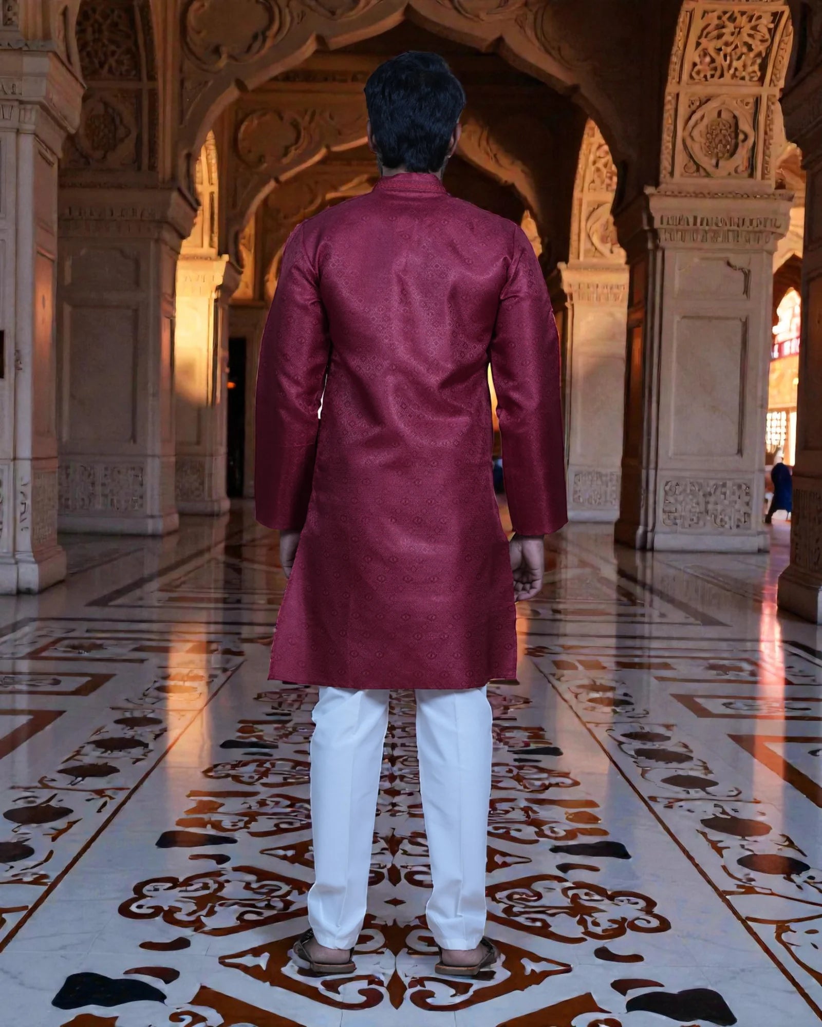 Jacquard Weave Cotton Kurta Pajama Set