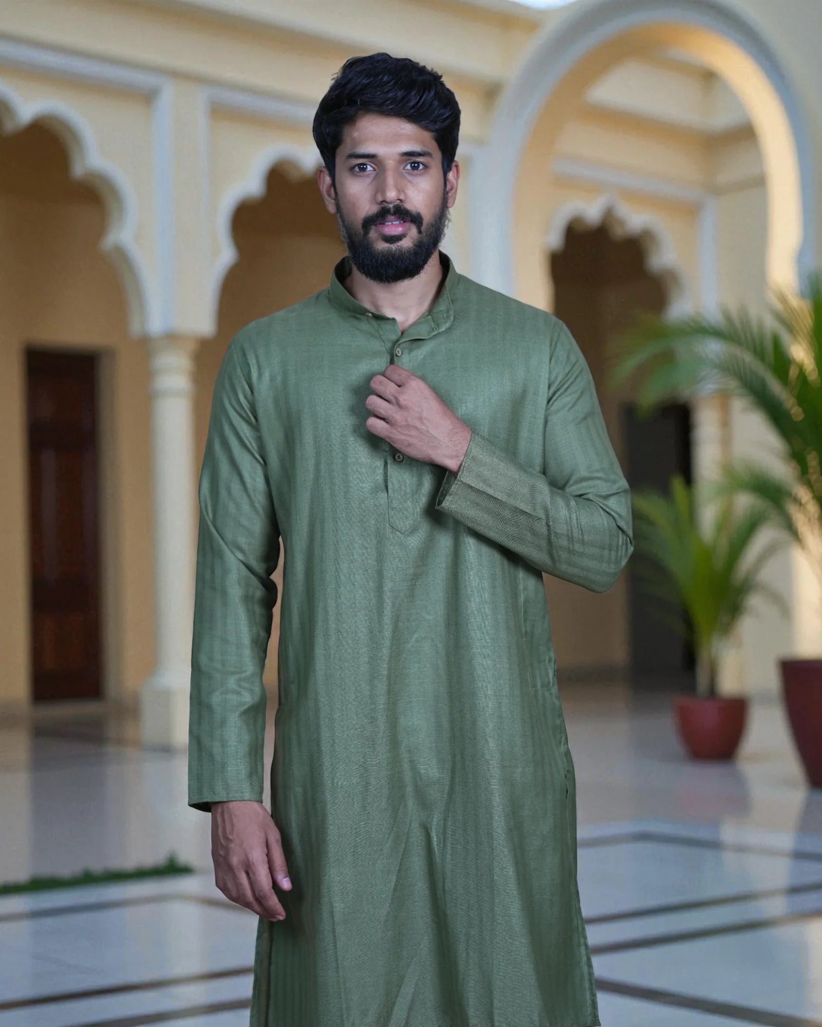 White Cotton Plain Kurta Pajama Set