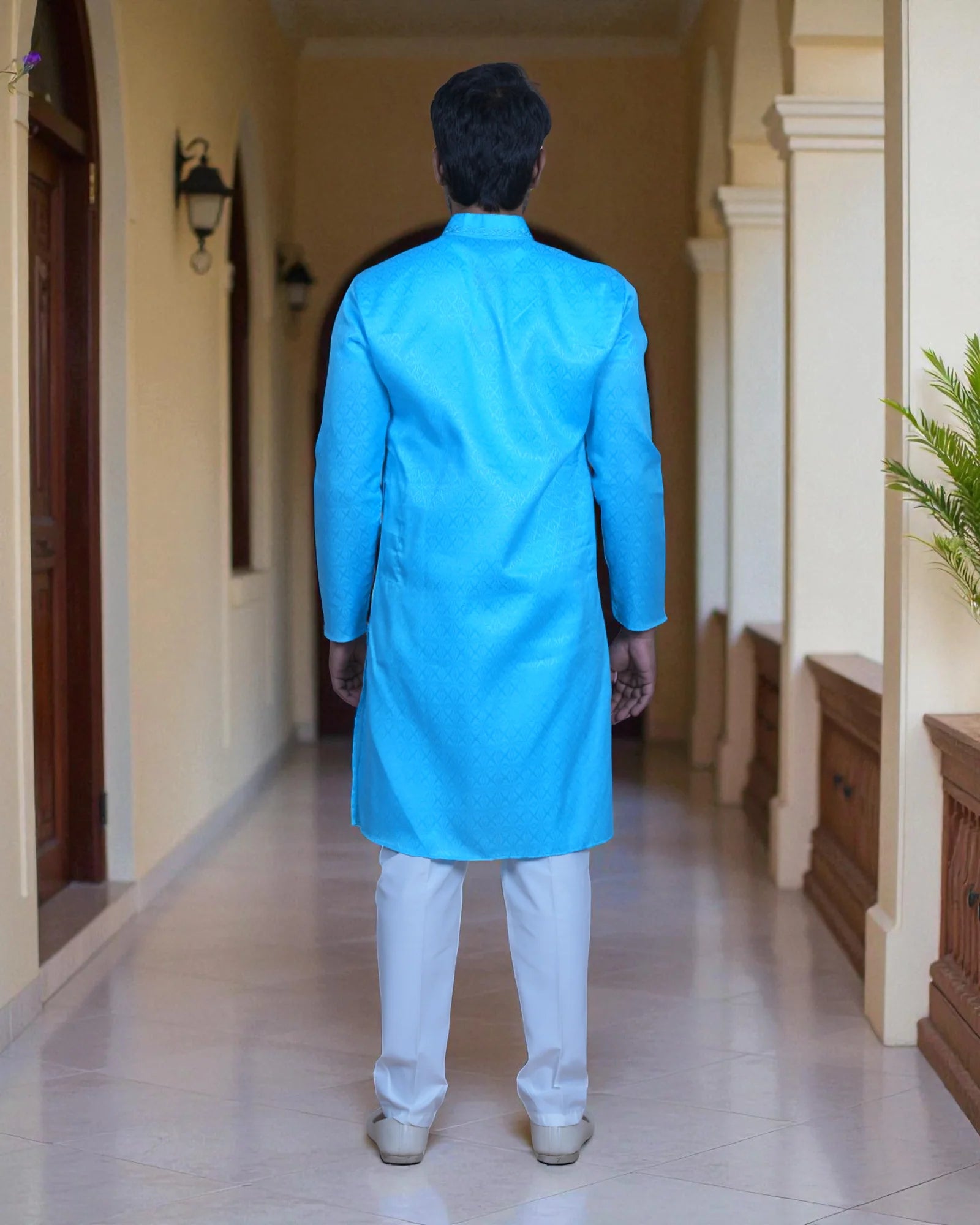 Cotton Blend Thread Embroidered Kurta Pajama Set