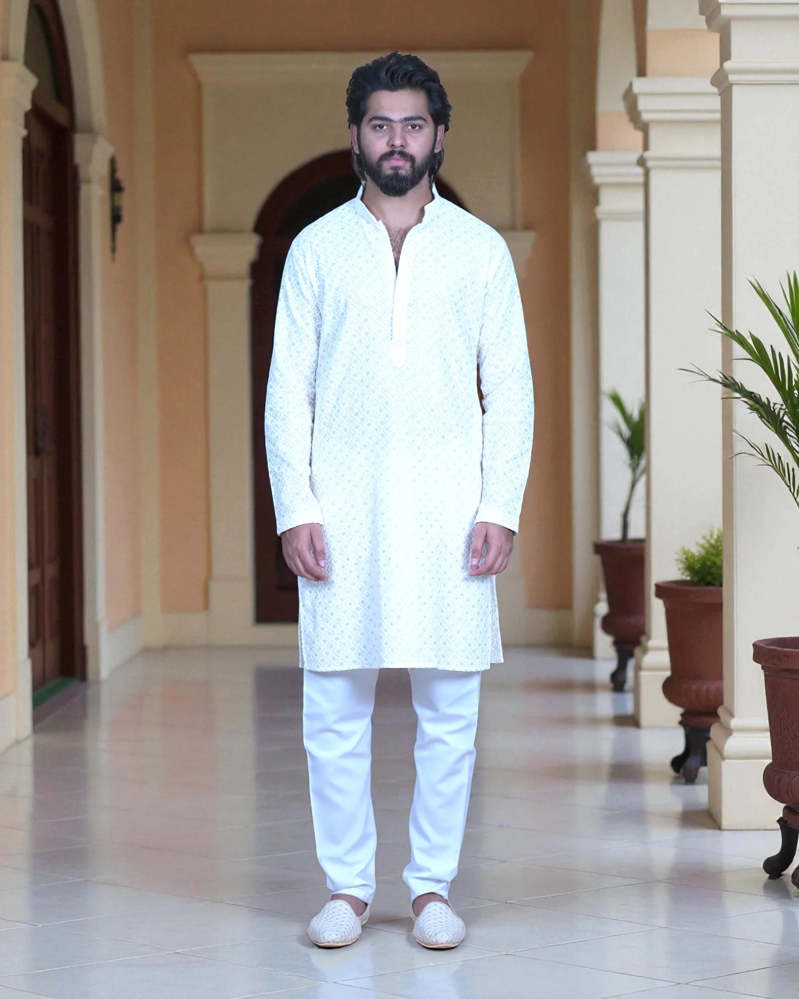 Cotton Blend Sequins Kurta Set