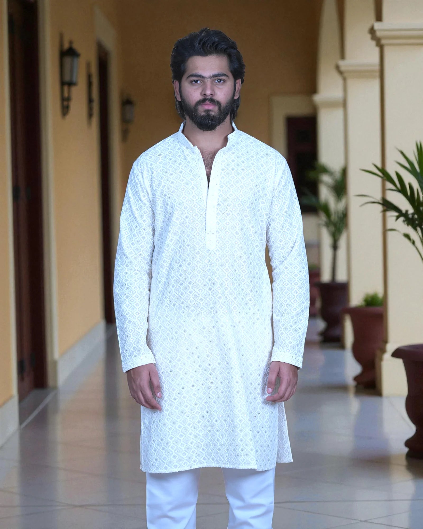 Cotton Blend Sequins Kurta Set