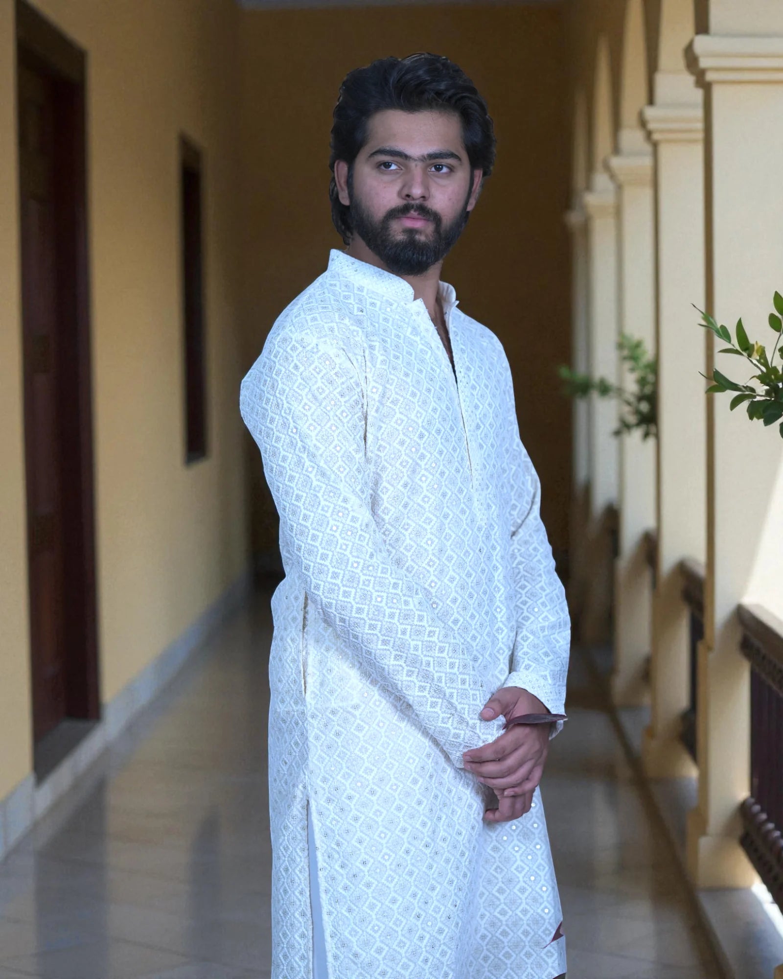 Cotton Blend Sequins Kurta Set