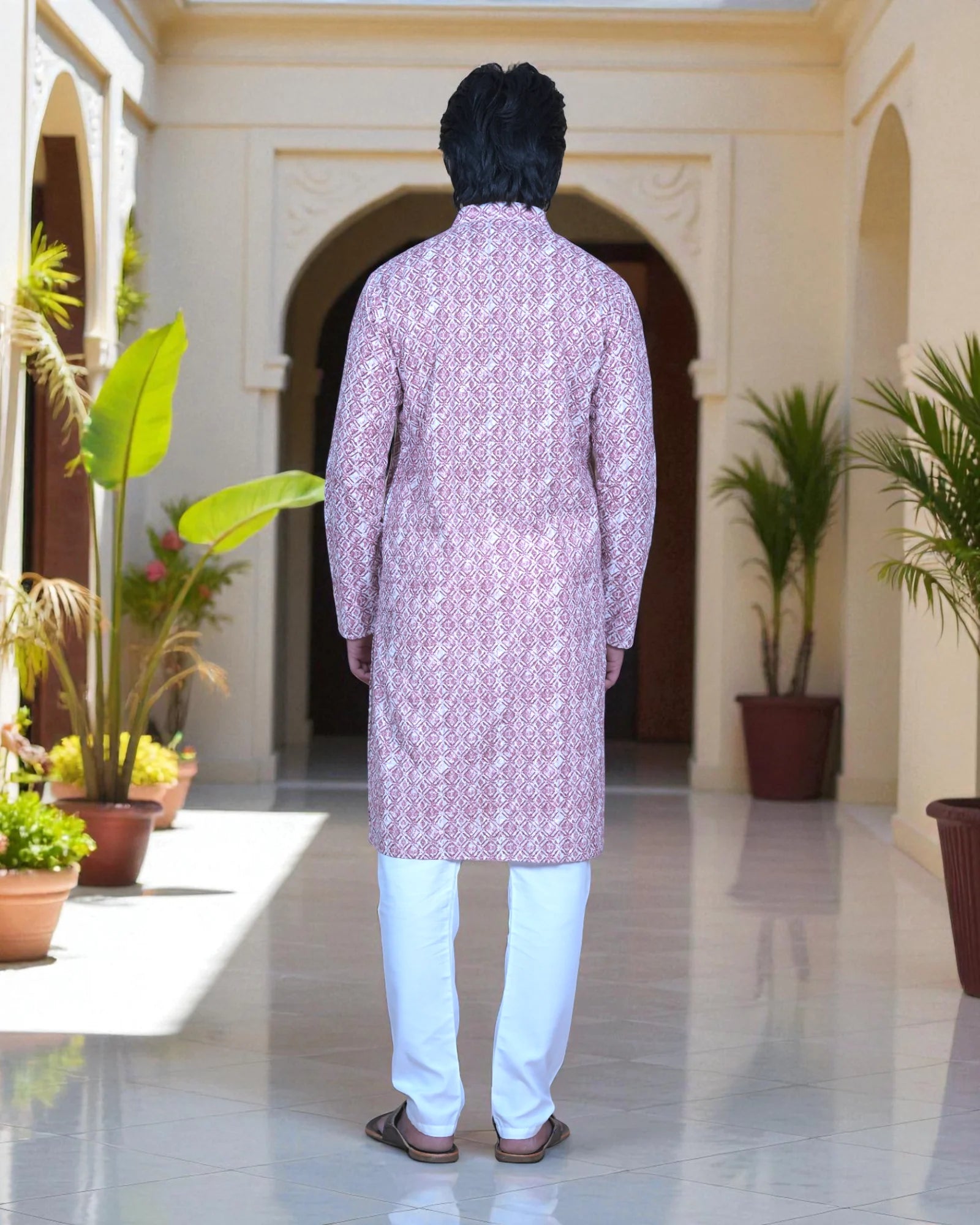 Cotton Blend Block Print Kurta Pajama Set