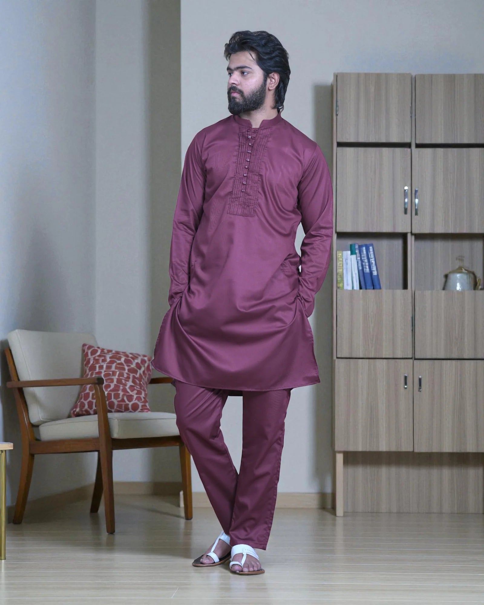 Cotton Pleated Kurta Pajama Set