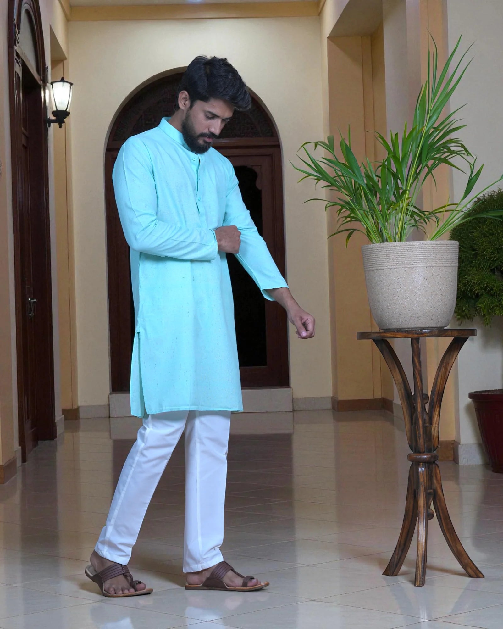 Khadi Textured Cotton Kurta Pajama Set