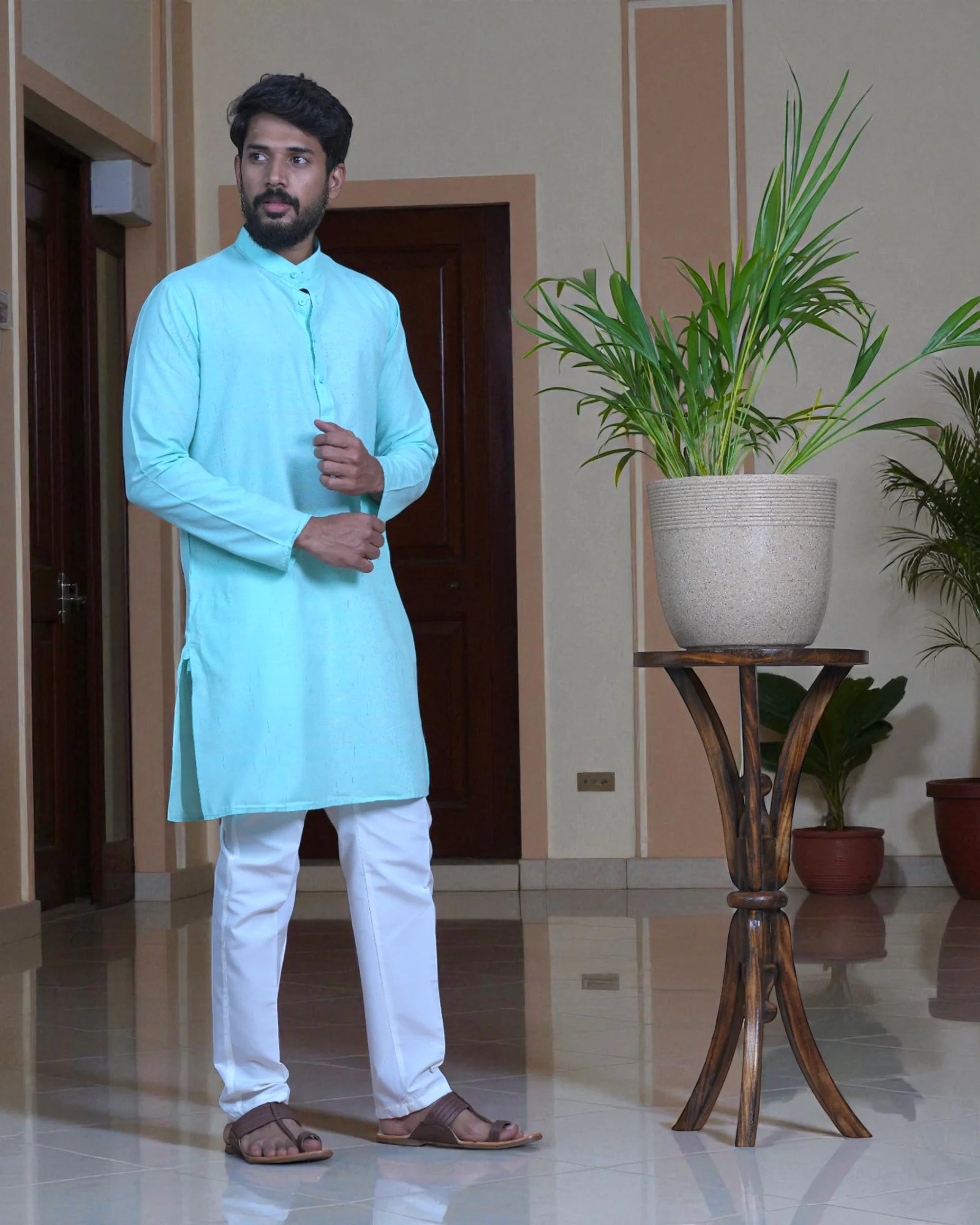 Khadi Textured Cotton Kurta Pajama Set
