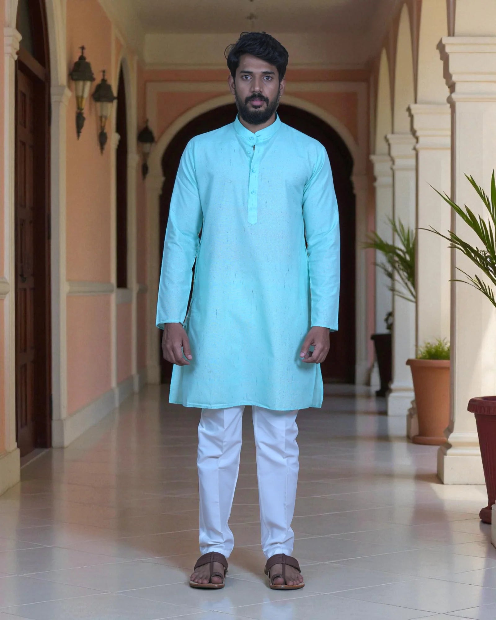 Khadi Textured Cotton Kurta Pajama Set