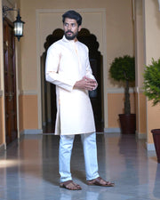Textured Cotton Men Kurta Pajama Set