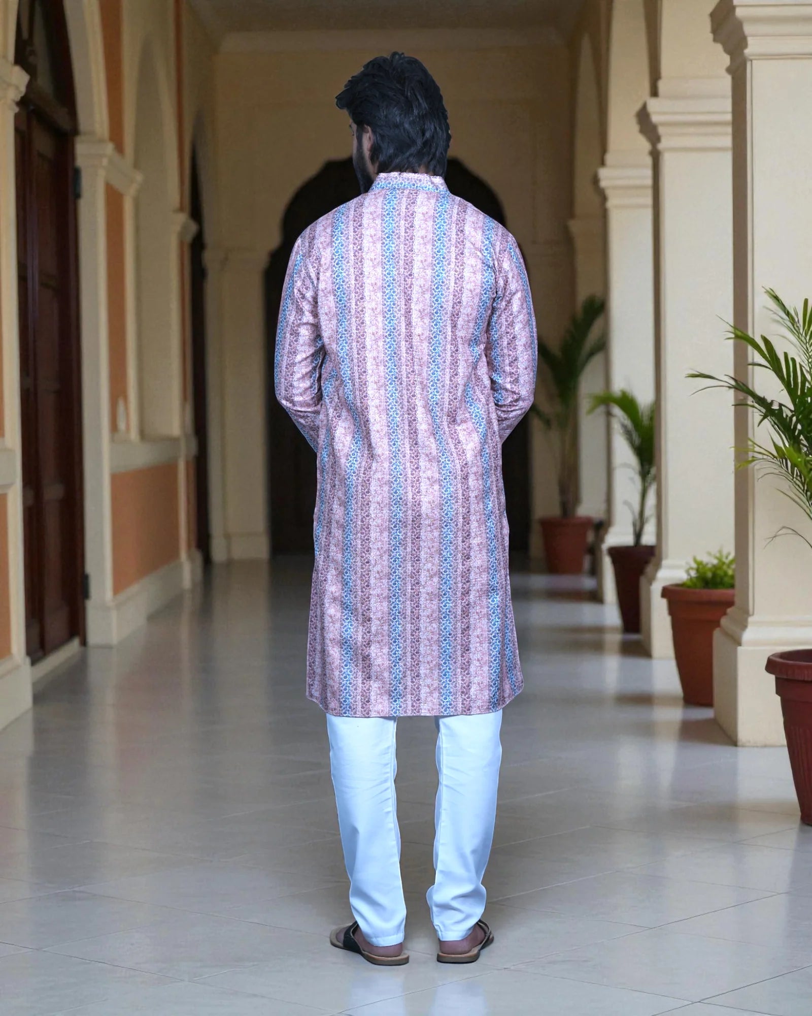 Floral Printed Cotton Sequins Kurta Pajama Set