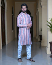 Floral Printed Cotton Sequins Kurta Pajama Set