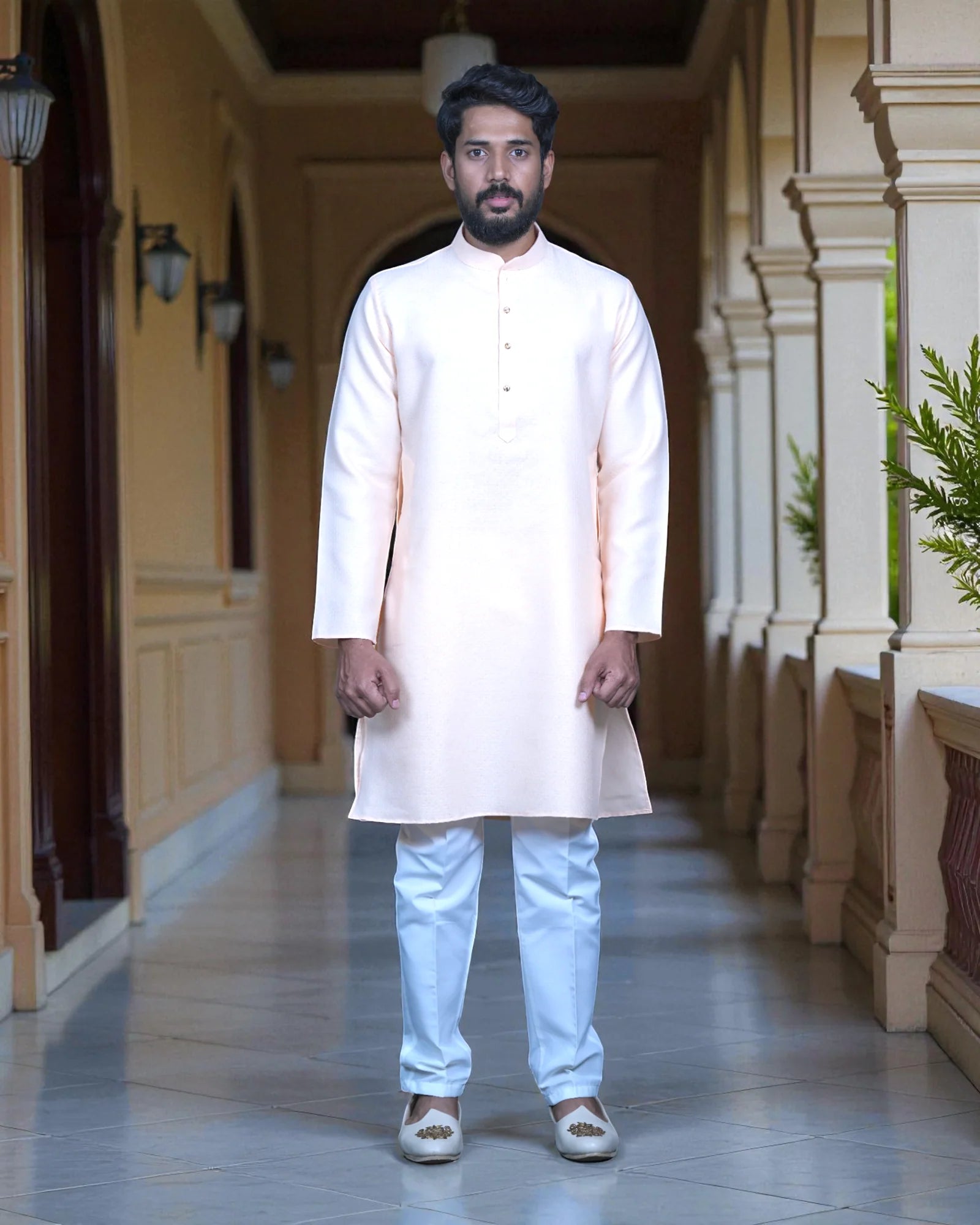 Jacquard Woven Cotton Kurta Pajama Set