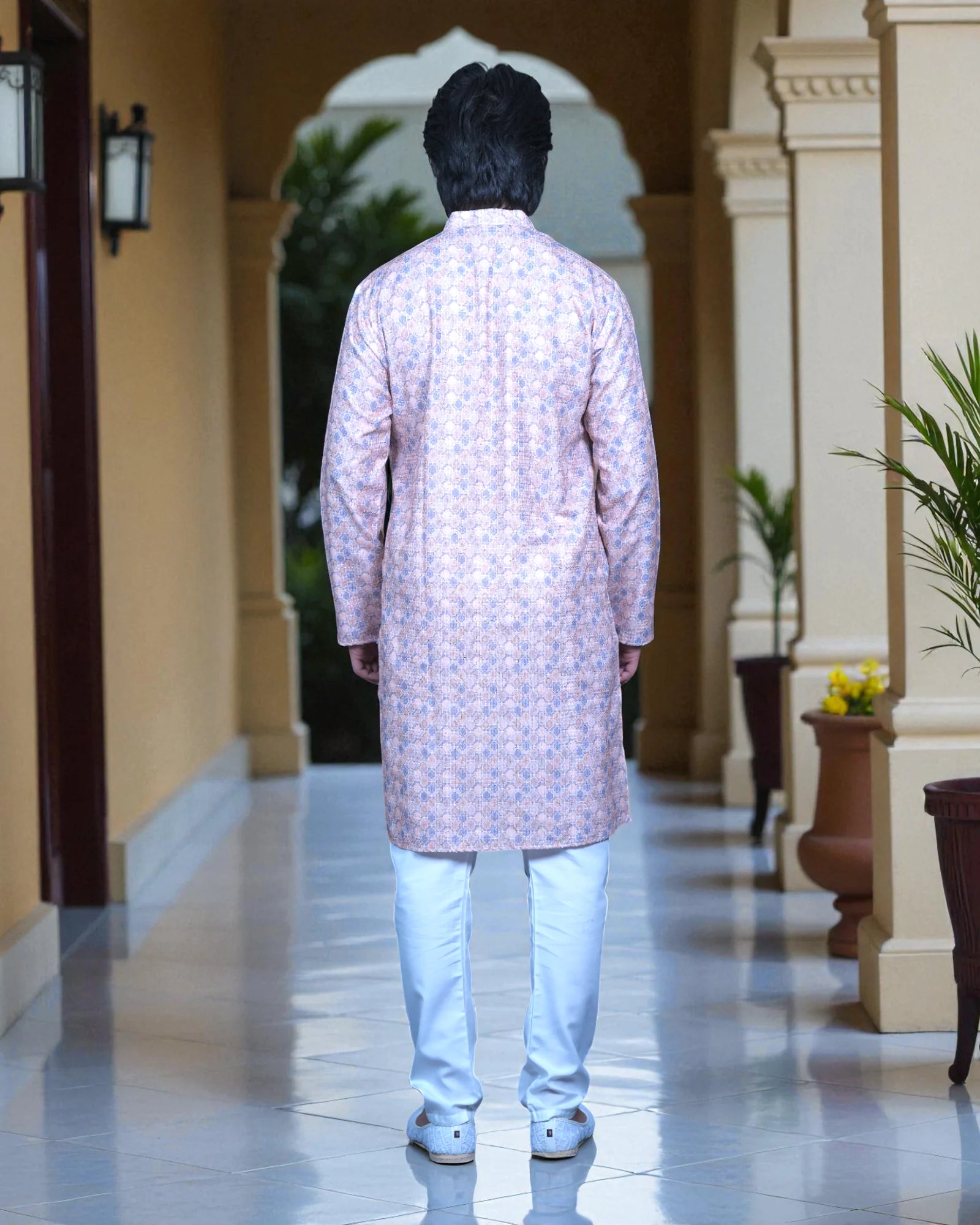 Block Print Cotton Kurta Pajama Set With Sequins