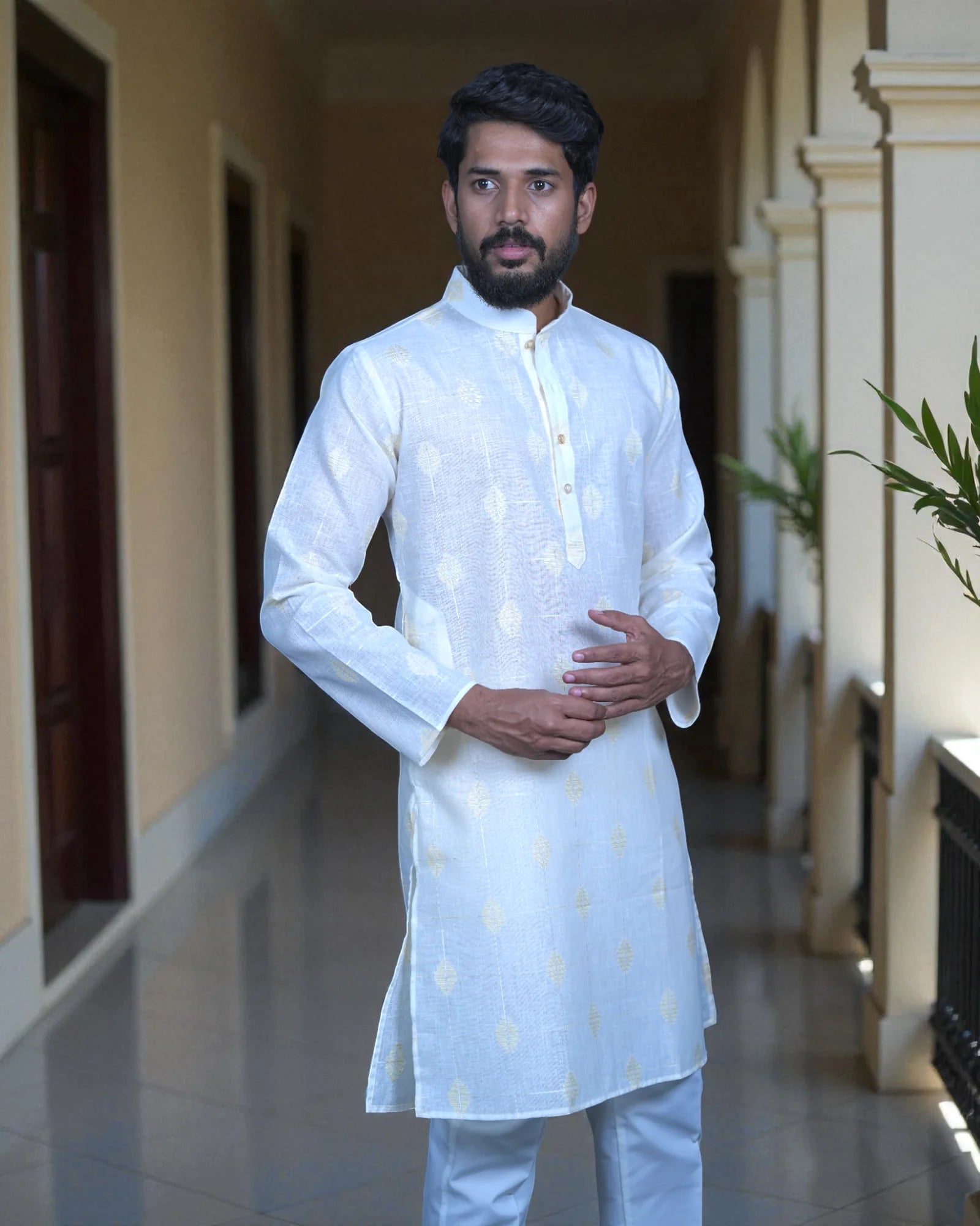 Embroidered Men Cotton Kurta Set