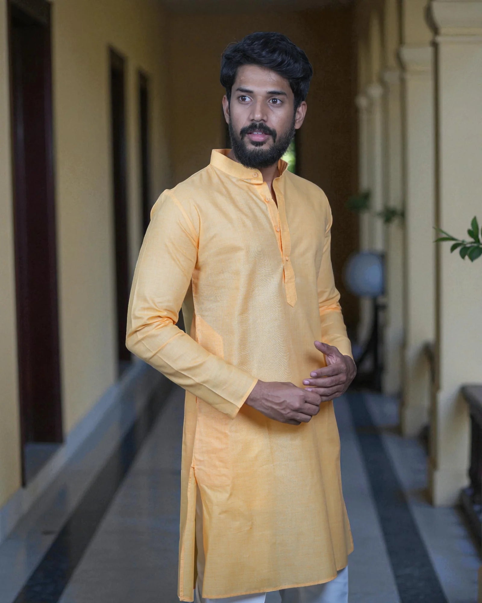 Blue Cotton Plain Kurta Pajama Set