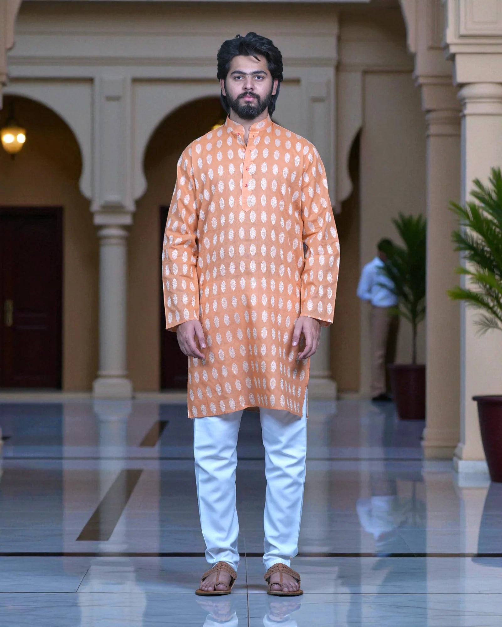 Cotton Blend Embroidered Kurta Pajama Set
