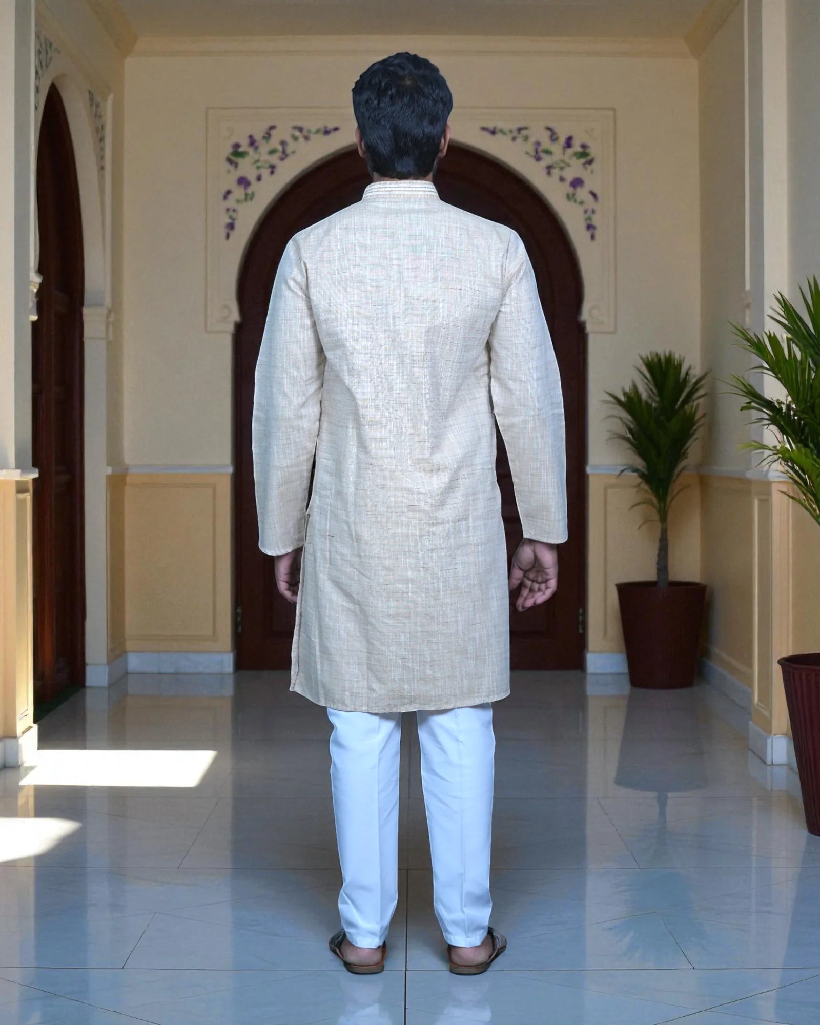 Khadi Cotton Kurta Pajama Set with Textured Design
