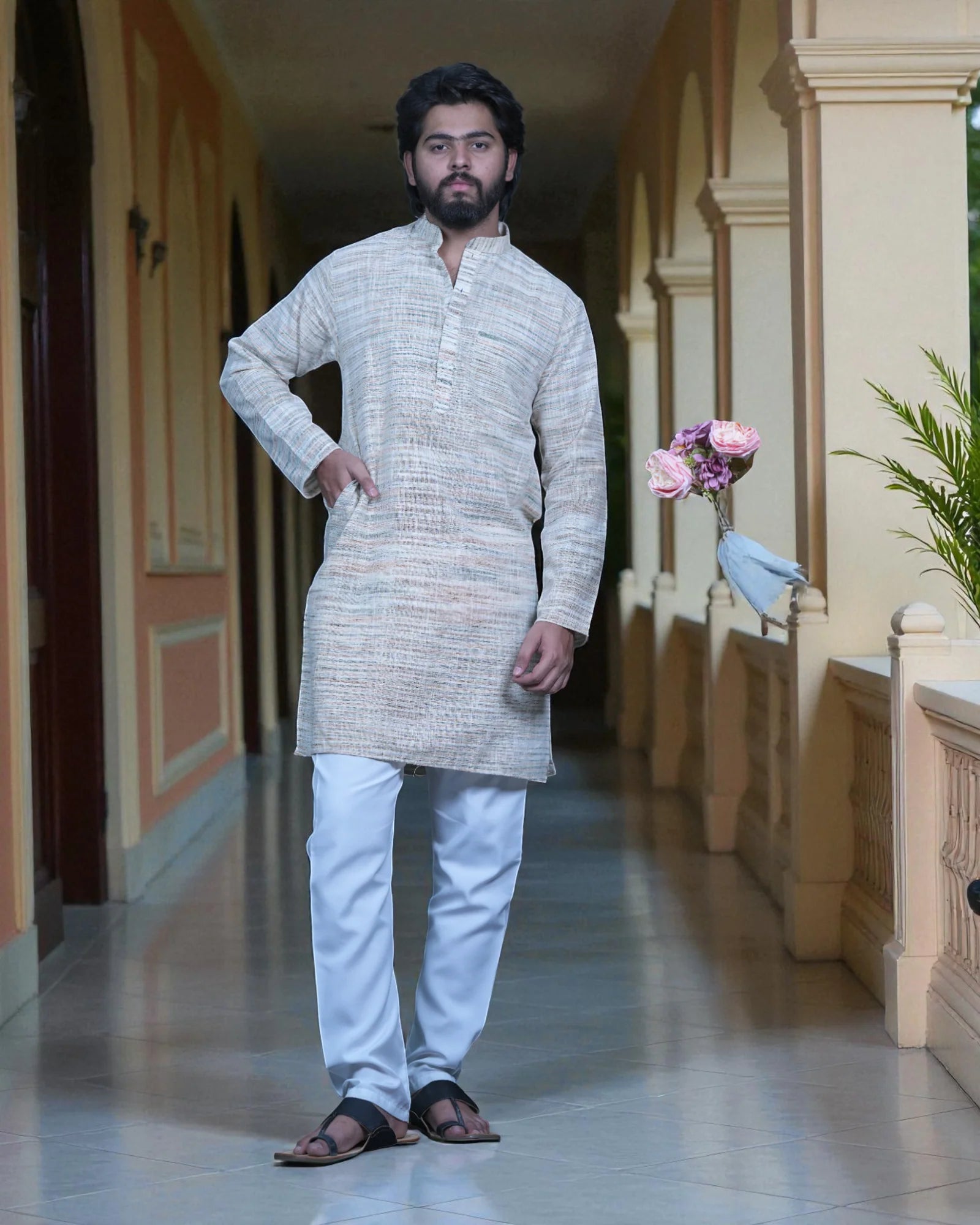 Khadi Cotton Plain Kurta Pajama Set